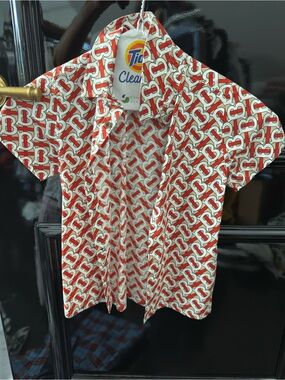 Unbranded Kids Red & White Patterned Button-Down Shirt